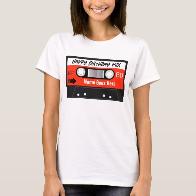 Happy Birthday Mixtape Red Cassette angepasst T-Shirt (Vorderseite)