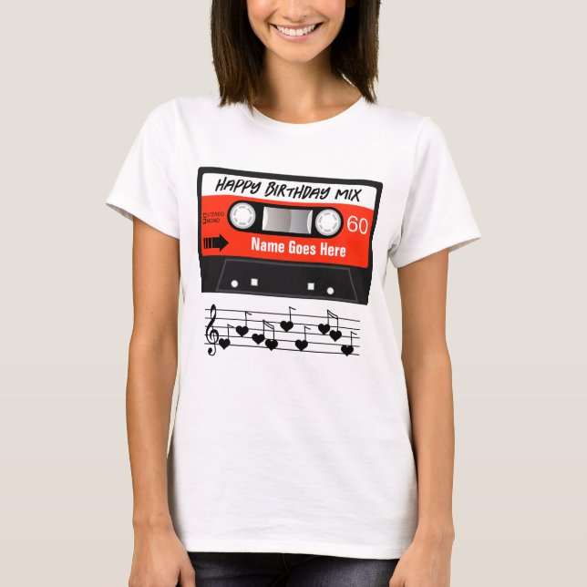 Happy Birthday Mixtape Red Cassette angepasst T-Shirt (Vorderseite)
