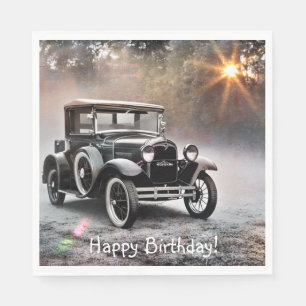 Happy Birthday Model A Car Serviette