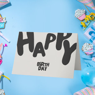Happy Birthday Modern Bold Black Typografy Karte