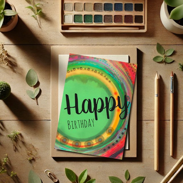 Happy Birthday Modern Colorful Simple Karte (Von Creator hochgeladen)