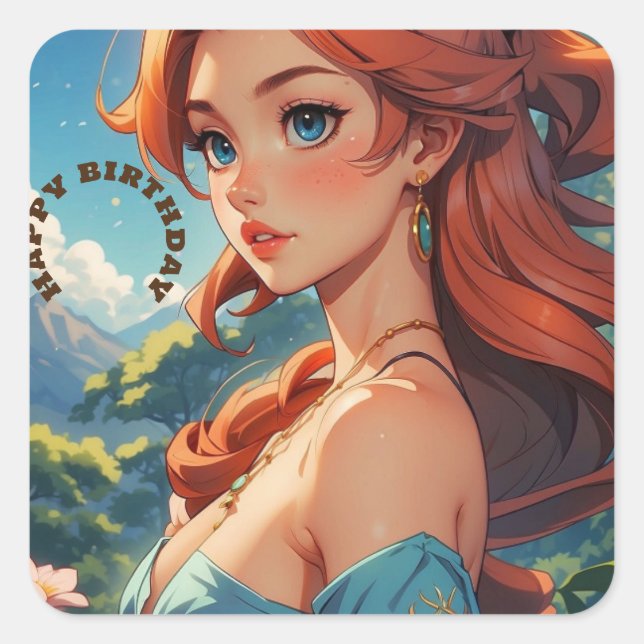 Happy Birthday Modern einfach Quadratischer Aufkleber (Vorderseite)