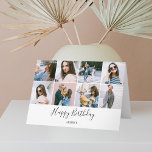 Happy Birthday Modern Foto Karte<br><div class="desc">Die moderne Happy Birthday Grußkarte verfügt über 10 Fotos. 8 auf der Vorderseite,  1 innen und 1 auf der Rückseite der Karte.</div>