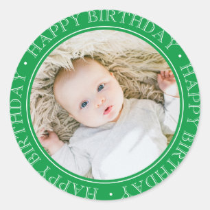 Happy Birthday Modern Schlicht Elegant Benutzerdef Runder Aufkleber