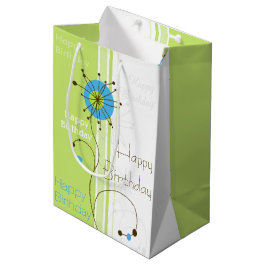 Happy Birthday Modern Simple Blume Green Mittlere Geschenktüte