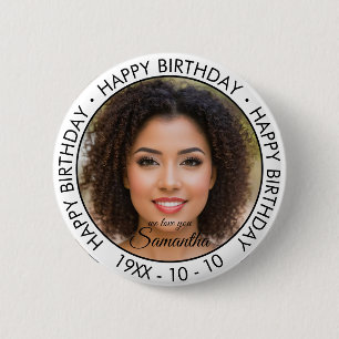 Happy Birthday Modern Simple Custom Foto Button