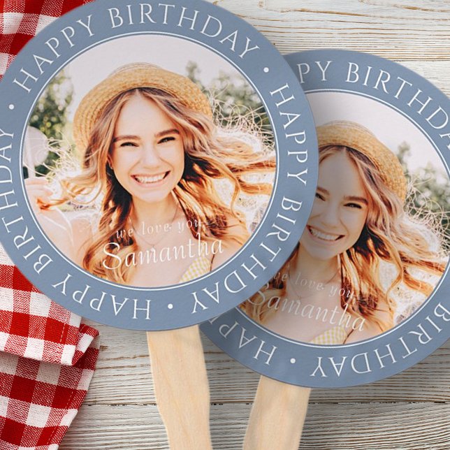 Happy Birthday Modern Simple Custom Foto Handfan Fächer (Von Creator hochgeladen)