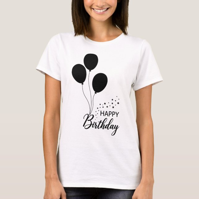 Happy Birthday Modern Typography Stylish Birthday  T-Shirt (Vorderseite)
