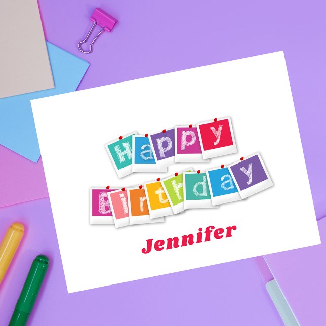 Happy Birthday Modern und farbenfroh Postkarte (Von Creator hochgeladen)