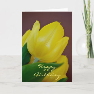Happy Birthday Modern Yellow Tulip Blume Karte