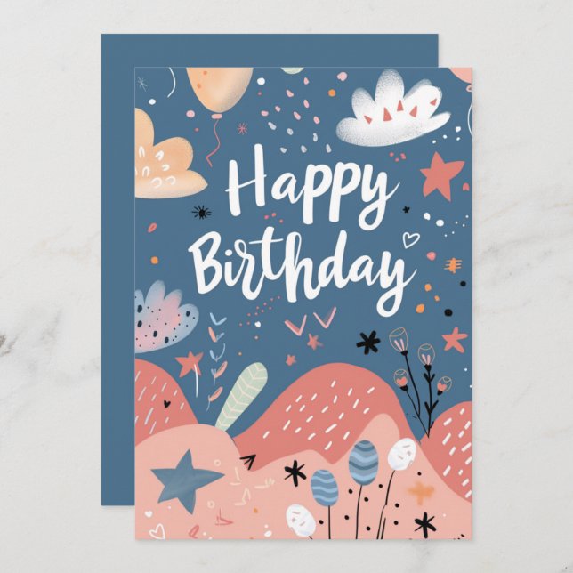 Happy Birthday Moderne Abstrakt Pink White Lmon (Vorne/Hinten)