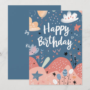 Happy Birthday Moderne Abstrakt Pink White Lmon