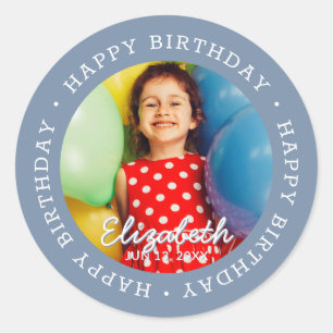 Happy Birthday Moderne Einfache Vorbereitete Lusti Runder Aufkleber