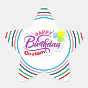 Happy Birthday Moderne Elegante, individuelle Name Stern-Aufkleber