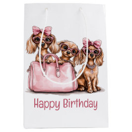 Happy Birthday modische Dackel Hunde Mittlere Geschenktüte