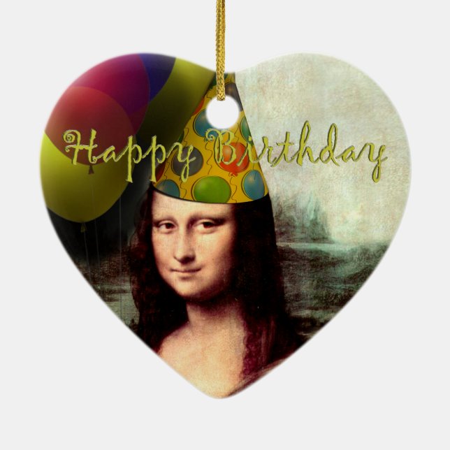 Happy Birthday Mona Lisa Keramikornament (Hinten)