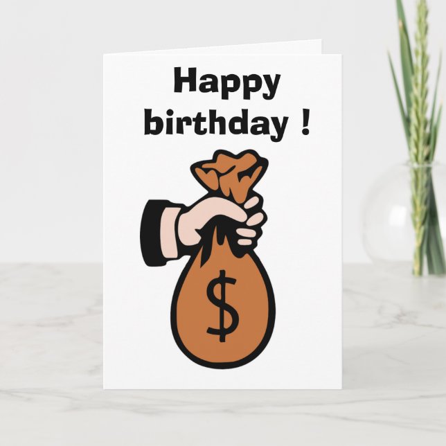"HAPPY BIRTHDAY" MONEYBAG KARTE (Vorderseite)