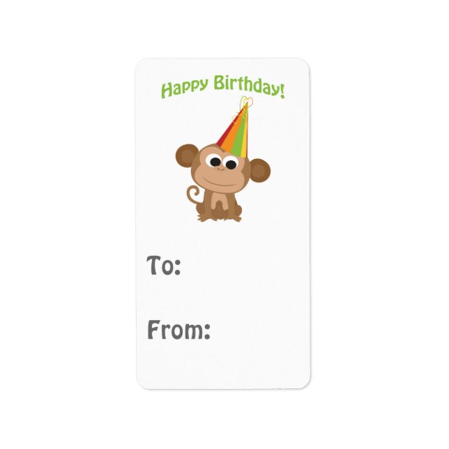 Happy Birthday Monkey Adressaufkleber (Vorne)