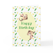 Happy Birthday Monkey Tropical Leaf Banana Peels