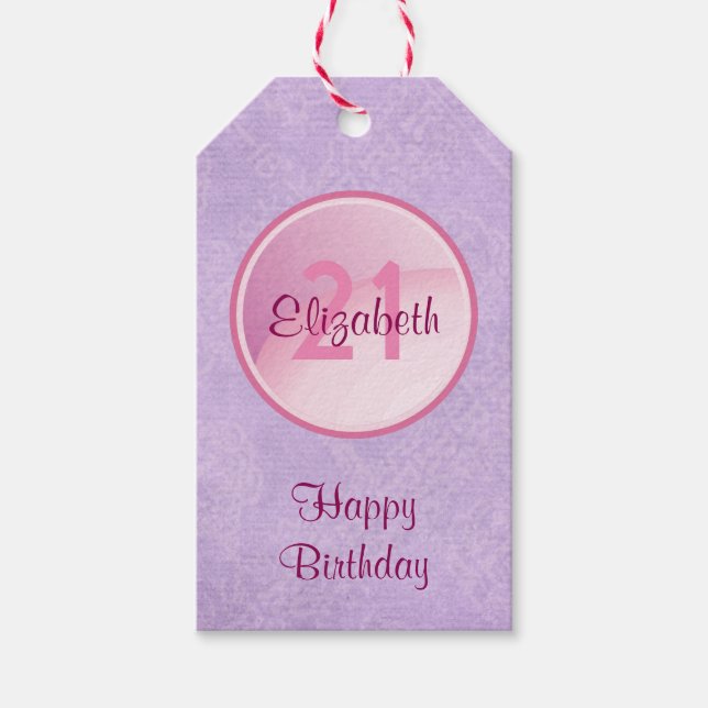 Happy Birthday Monogram mit Name und Alter Geschenkanhänger (Vorderseite)