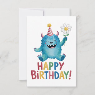 Happy Birthday Monster Design mit lustigen Farben Dankeskarte