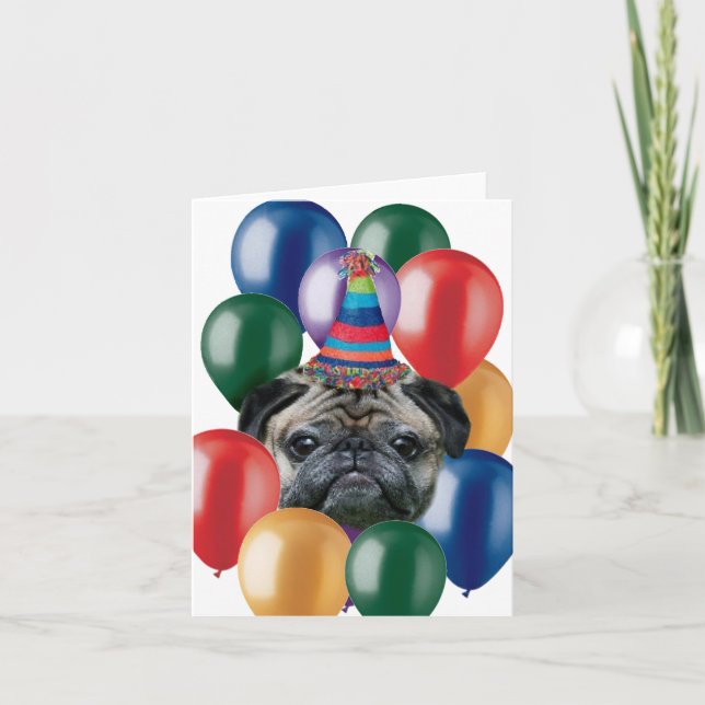Happy Birthday Mops Hund Karte (Vorderseite)