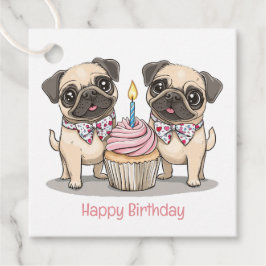 Happy Birthday Mops Hunde Cupcake Geschenkanhänger