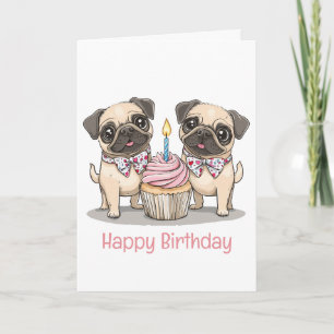 Happy Birthday Mops Hunde Cupcake Karte