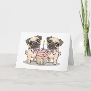 Happy Birthday Mops Hunde Cupcake Karte