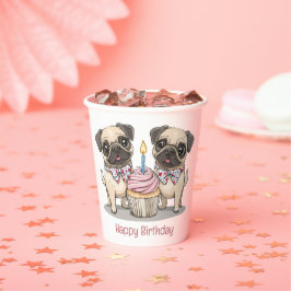 Happy Birthday Mops Hunde Cupcake Pappbecher