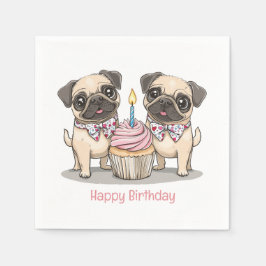 Happy Birthday Mops Hunde Cupcake Serviette