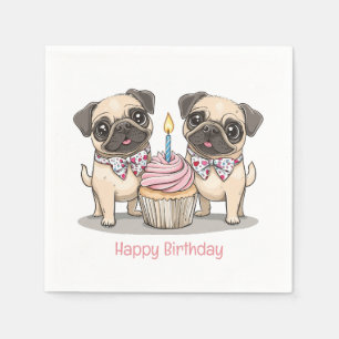 Happy Birthday Mops Hunde Cupcake Serviette