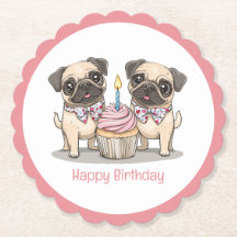 Happy Birthday Mops Hunde Cupcake