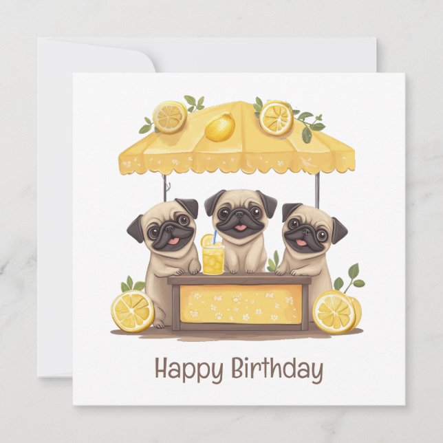 Happy Birthday Mops Hunde Lemonade Stand (Vorderseite)