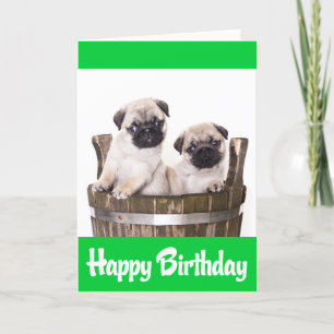Happy Birthday Mops Welpe Hunde Grußkarte Verse Karte
