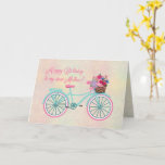 Happy Birthday Mother Vintag Bicycle Blume Karte<br><div class="desc">Hübsche Blume in einem Korbgeflecht,  das an einem schönen Aqua- und Rosa-Fahrrad im Vintagen Stil befestigt ist. Eine perfekte Karte für Mütter! Design von Digital Artists,  Cherie</div>