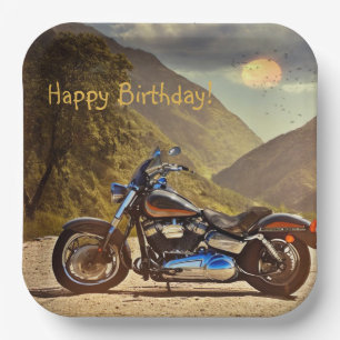 Happy Birthday Motorrad Pappteller
