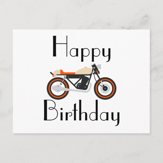 Happy Birthday Motorrad Postcard Postkarte (Vorderseite)