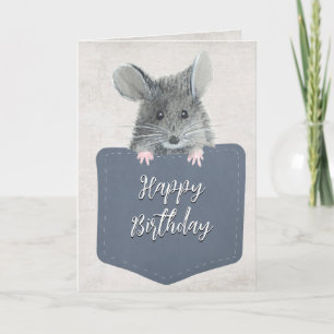 Happy Birthday Mouse in Pocket Karte