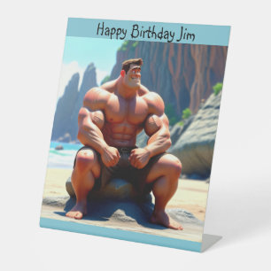 Happy Birthday Muscleman Sockelschild