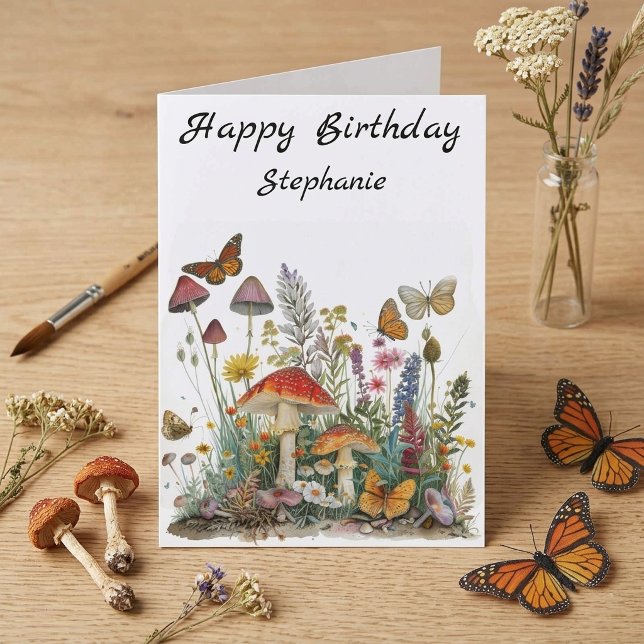 Happy Birthday Mushroom Blume Märchen Karte (Von Creator hochgeladen)