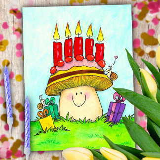 Happy Birthday Mushroom Postkarte