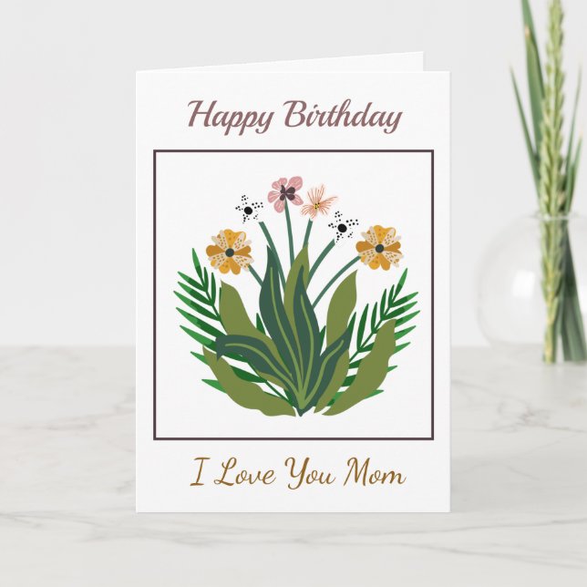 Happy Birthday Mutter Blume Wasserfarbe Custom Karte (Vorderseite)