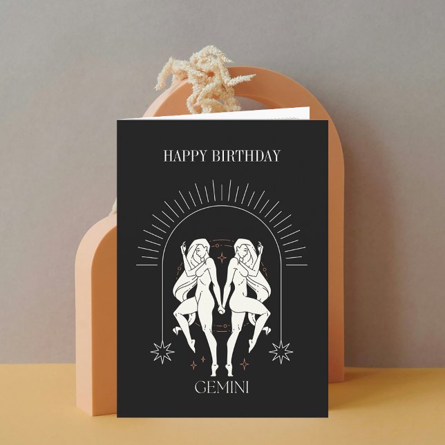 Happy Birthday Mystic Gemini Zodiac Horoskop Card Einladung (Happy Birthday Mystic Gemini Zodiac Horoscope Card)