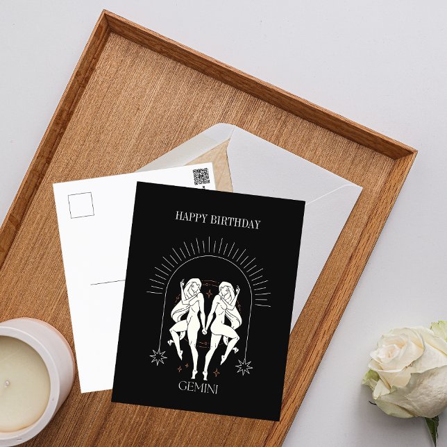 Happy Birthday Mystic Gemini Zodiac Horoskop Postkarte (Happy Birthday Mystic Gemini Zodiac Horoscope Postcard)