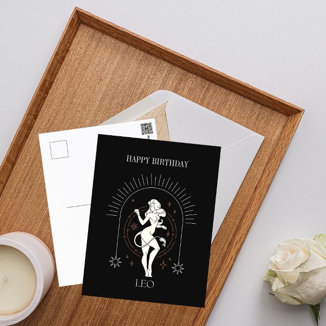 Happy Birthday Mystic Leo Zodiac Horoscope Postkarte (Happy Birthday Mystic Leo Zodiac Horoscope Postcard)