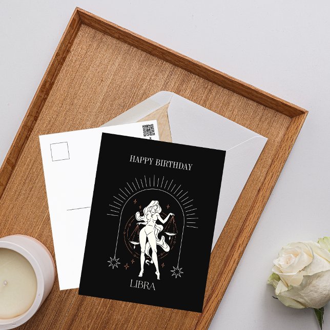Happy Birthday Mystic Libra Zodiac Horoscope Postkarte (Happy Birthday Mystic Libra Zodiac Horoscope Postcard)