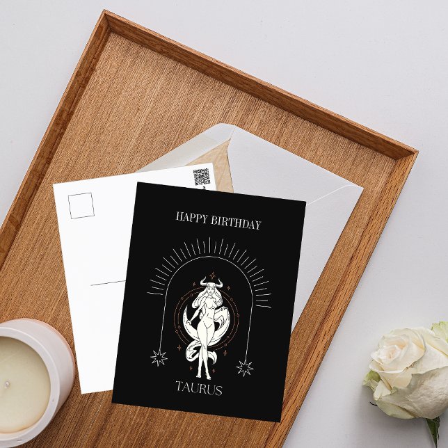 Happy Birthday Mystic Taurus Zodiac Horoscope Postkarte (Happy Birthday Mystic Taurus Zodiac Horoscope Postcard)