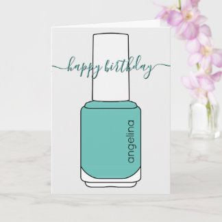 Happy Birthday Nail polish art aquamarin Card Karte