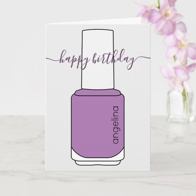 Happy Birthday Nail polish art lila Card Karte (Orchidee)